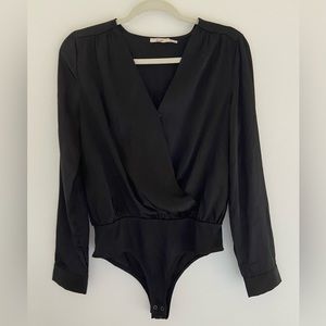 NWOT Mi Ami Black Wrap Long Sleeve Bodysuit